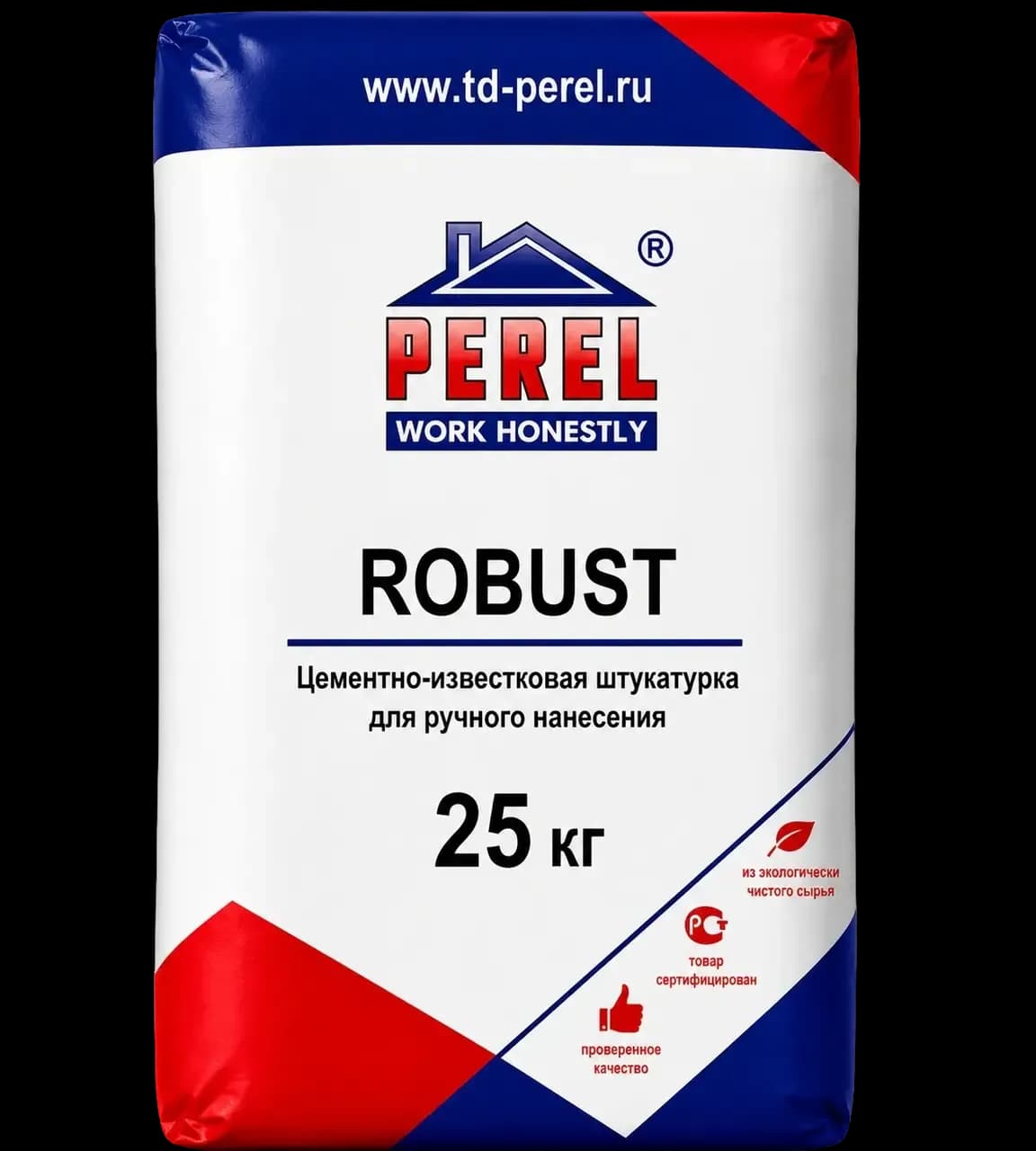 Цементная штукатурка для ручного нанесения Perel Robust, 25 кг