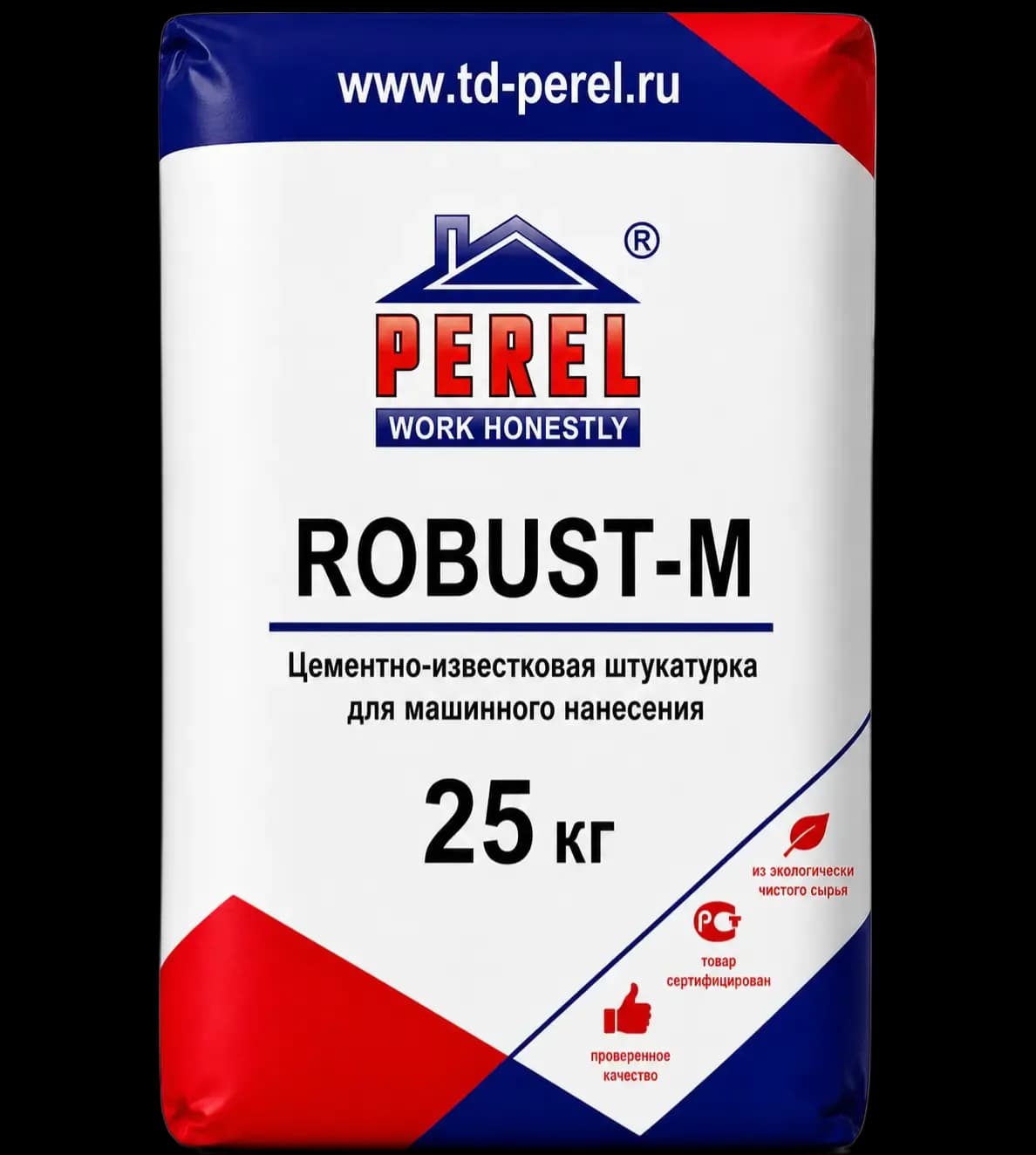 Цементная штукатурка для машинного нанесения Perel Robust-M, 25 кг