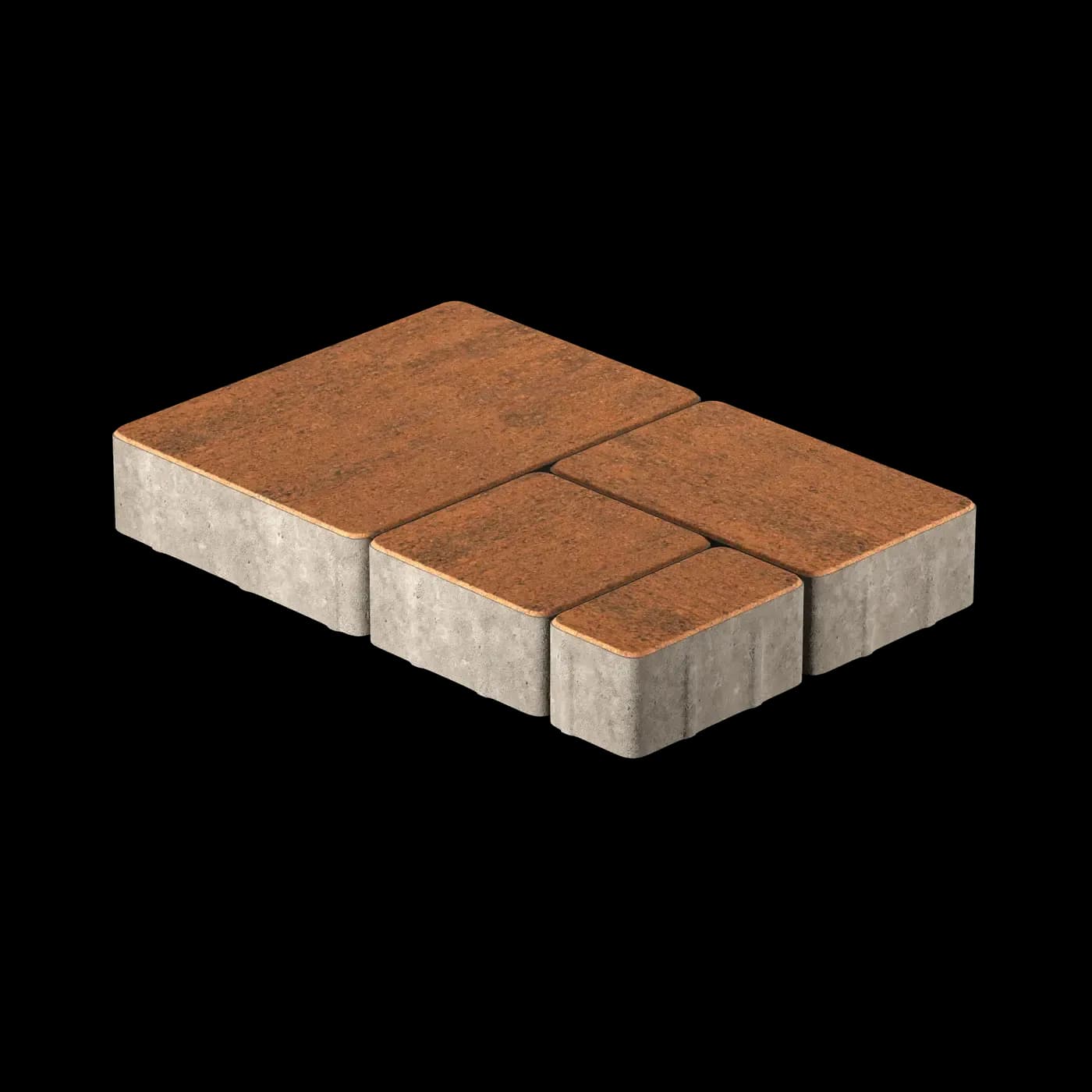 Тротуарная плитка Мегаполис 280×210; 240×140; 140×140; 140×70 мм, Натур