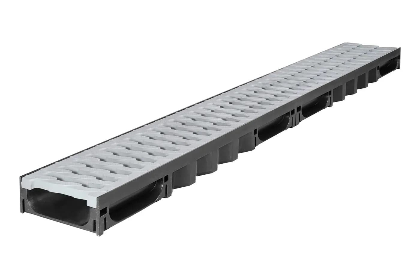 Лоток водоотводный Light Mini с пластиковой серой решеткой в сборе, 1000×134×50 мм