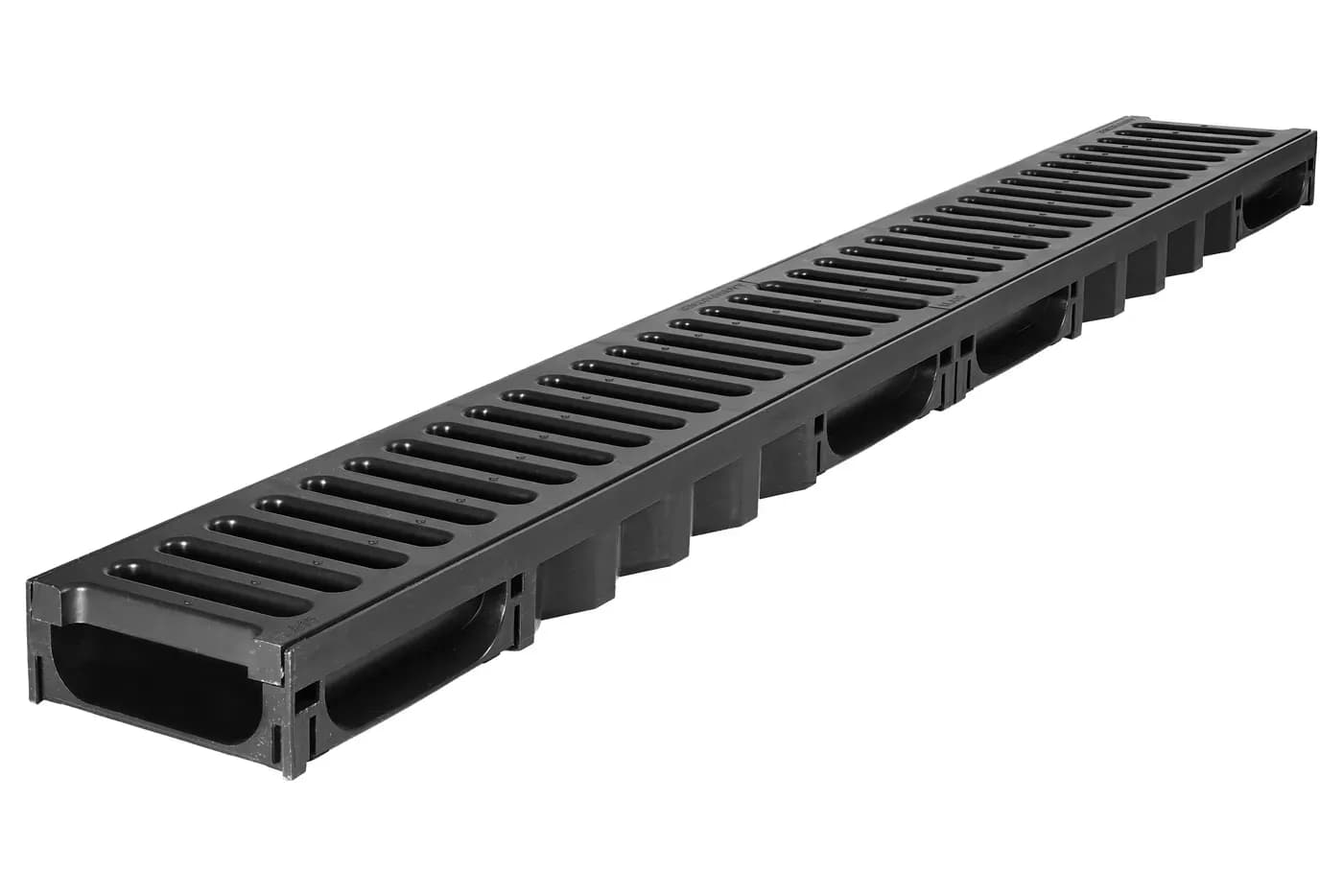 Лоток водоотводный Light Mini с пластиковой черной решеткой в сборе, 1000×134×50 мм