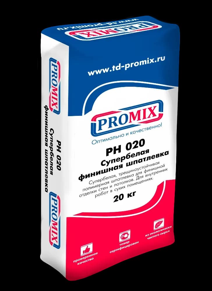 Шпатлевка полимерная финишная Promix PH 020, супербелая, 20 кг