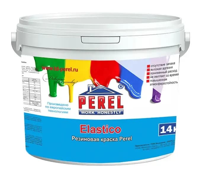 Высокоэластичная резиновая краска Perel Elastico, 14 кг