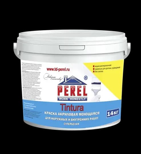 Моющаяся акриловая краска Perel Tintura, 14 кг