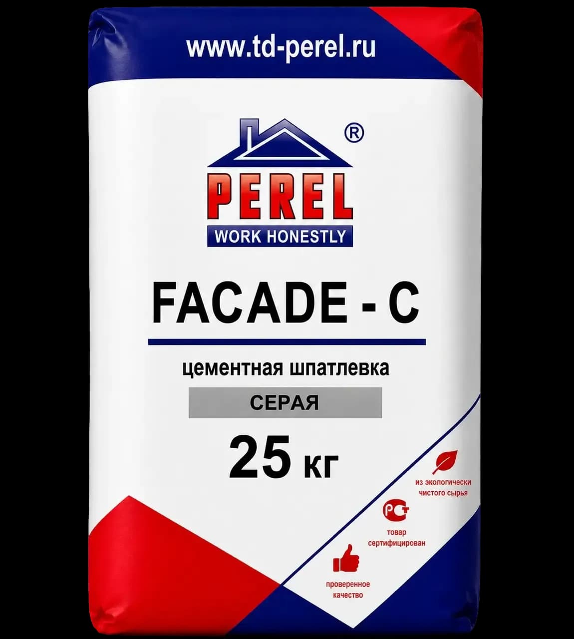 Perel FACADE-C, серая, 25 кг, шпатлевка цементная
