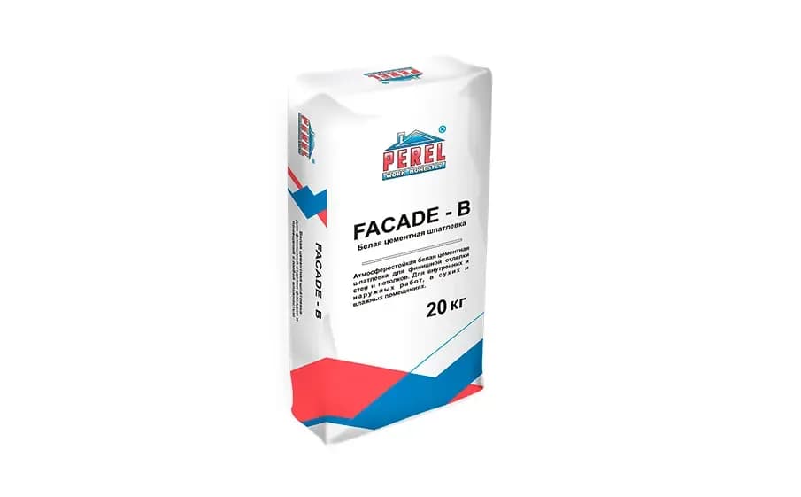 Perel FACADE-B, белая, 20 кг, шпатлевка цементная, фото 2