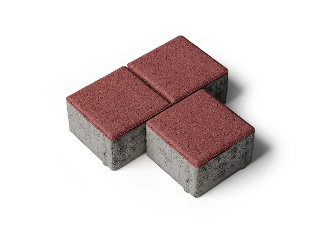 Тротуарная плитка Квадрат 100×100 мм, Красный, стандарт на белом, фото 2