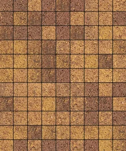 Тротуарная плитка Квадрат 100×100 мм, Листопад Осень, гранит на антраците, фото 3