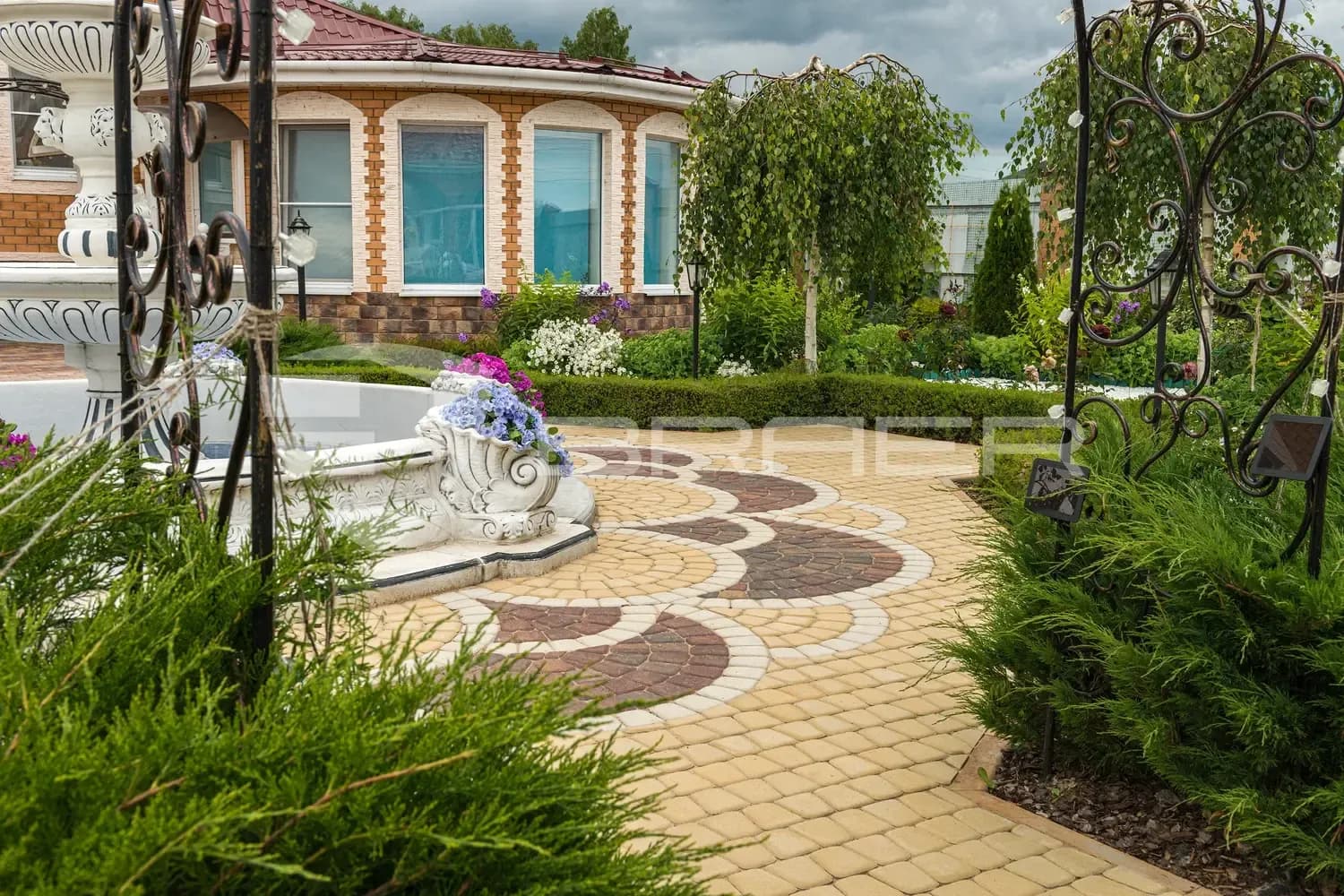 Тротуарная плитка Классико круговая, Песочный, 60 мм, фото 4